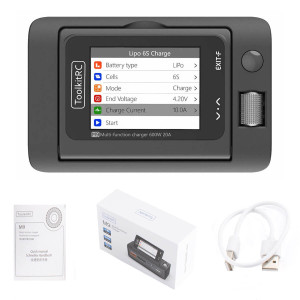 Зарядное устройство ToolkitRC M9 — DC 600W, 1 канал, 20A, LiPo/LiHV/LiFe/Li-ion/LTO/NiMH/Pb 1–8S, USB-C PD 65W, IPS 2.4"